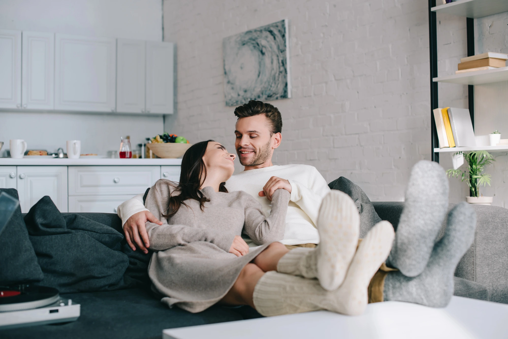 happy couple after heat pump installation in Spokane, WA